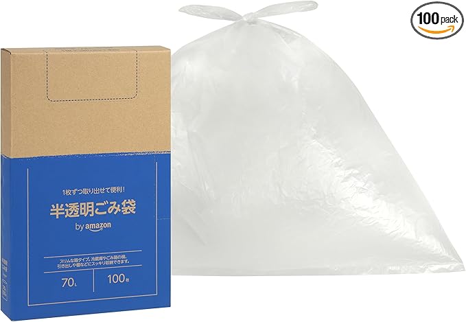 ごみ袋 半透明 シャカシャカ 70L 100枚 by Amazon