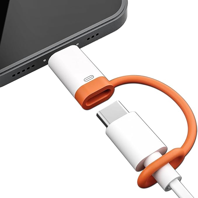 USB-C to Lightning 変換アダプタ オレンジ 紛失防止ストラップ付